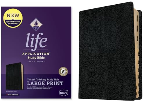 NKJV Life Application Study Bible, Third Edition, Large Print (Red Letter, Bonded Leather, Black, Indexed): Nkjv Life Application Study Bible, Red Letter, Bonded Leather, Black