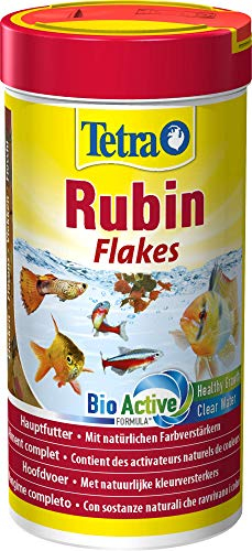 Tetra Rubin Flakes - Fischfutter in Flockenform mit natürlichen Farbverstärkern, unterstützt eine intensive Farbenpracht der Fische, 250 ml Dose