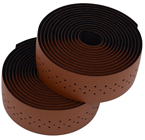 KINGOU Brown Synthetic Leather Road Bike Handlebar Tape Bicycle Bar Wraps - 2PCS Per Set
