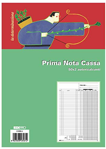 EDIPRO - E5356A - Blocco prima nota cassa 50x2 autoricalcante (entrate - uscite -IVA) f.to 29,7x22
