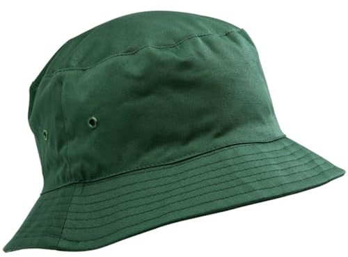 Childrens Cotton Bucket Hat/Sun Cap Kids 5-11 Years Boys or Girls, Bottle Green, 53cm