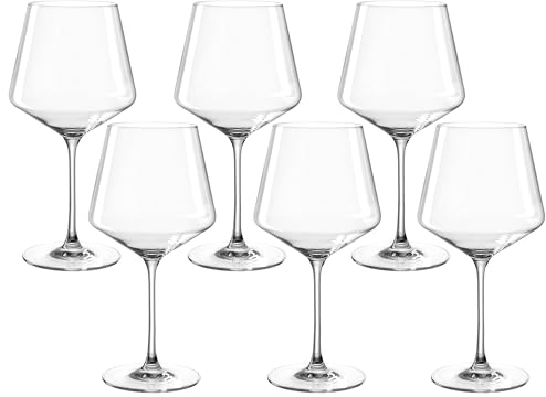 LEONARDO HOME Bicchieri Bordeaux PUCCINI (Set da 6) • Bicchieri da Vino Rosso AntiGraffio (730 ml) • Lavabile in lavastoviglie e Durevole • Bicchieri Senza Tempo per Vino Rosso • Design Moderno •