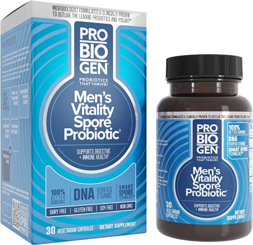 Probiogen Men’s Vitality Probiotic: Smart Spore Technology, DNA Verified, 100X Better Survivability, 30 Count