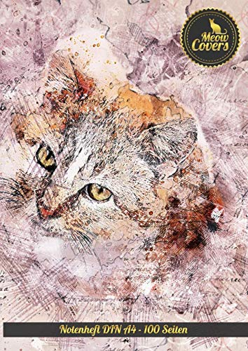 Meow Covers Notenheft DIN A4 - 100 Seiten: Perfekt fr das aufschreiben von Noten, Gitarre, Klavier, Fl”te, Oboe, Geige - perfekt fr den Musikunterricht