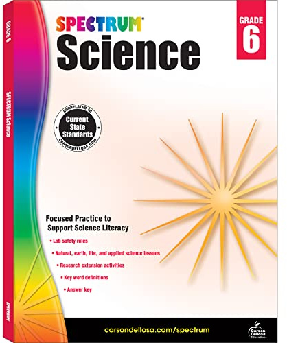 Spectrum Grade 6 Science Workbook, Middle School Books Covering Natural, Earth, Life Sciences, and More With Scientific Research Activities, Classroom or Homeschool Curriculum