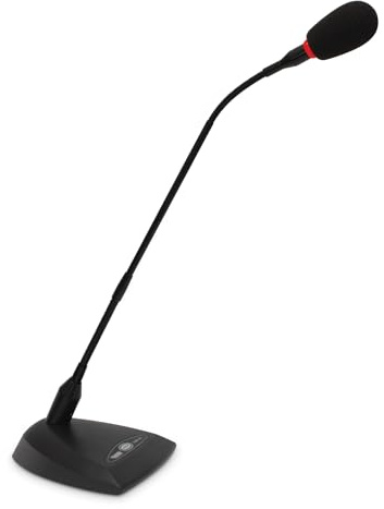 NOVIK NEO FNK-10 Gooseneck Condenser Mic with pop Filter – XLR Microphone for Podium, Church, Broadcast, Lectern, Conference & Speech – Tabletop Base, Cardioid, Phantom Power with ON/Off Button