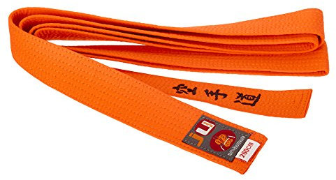 Ju-Sports Budogürtel orange mit Bestickung Karate (Japanisches Kanji)