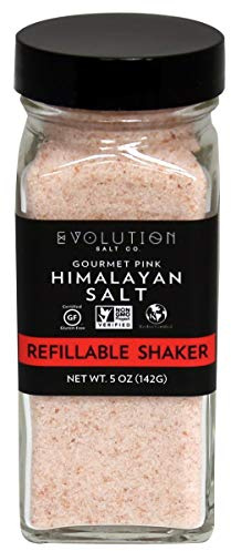 Evolution Salt - Himalayan Pink Salt, Refillable Glass Shaker, 5 oz