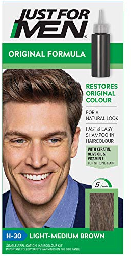 Just for men Original Formula Light Mittelbraun Haarfarbe, stellt die ursprüngliche Farbe wieder her für einen natürlichen Look – H30
