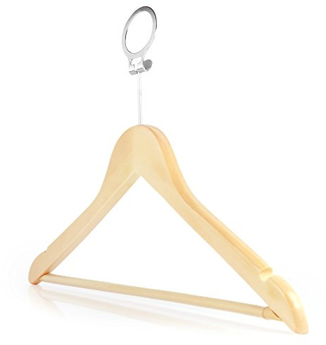 Hangerworld Pack of 20 Wooden Hotel Coat Clothes Hangers with Non Slip Trouser & Metal Security Hook - 45cm (18) - Beechwood finish