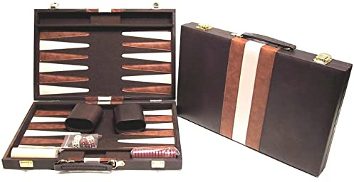 Valise Backgammon Marron en Cuir synthétique 46 x 30 cm.