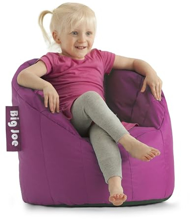 Big Joe Milano Child-Sized Bean Bag Chair for Kids Bedroom and Reading Nook, Pink Passion, Durable Easy-Clean Polyester Nylon Blend, Refillable