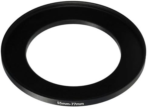 vhbw Anillo Adaptador Step Up de 55 mm a 77 mm para Objetivo de la cámara - Adaptador de Filtro, Metal, Negro