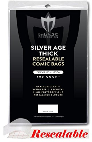 Max Protection - Silver Age Thick Resealable Comic Book Bags - Ultra Clear Protection (500 Bags)
