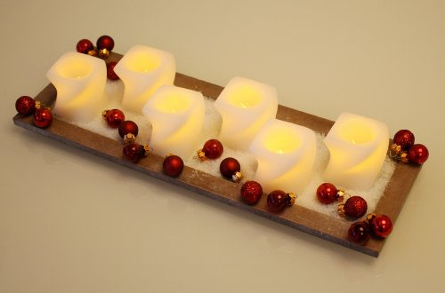 55046 - 6 LED WACHSKERZEN KERZEN ECKIG GEDREHTE FORM CA. 5 x 5 CM