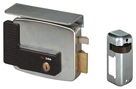 CISA 111721802, Serratura Elettrica da Applicare, 12 V, Zincato, Entrata 80, Mano Sinistra