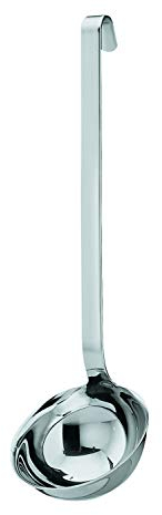 RÖSLE Haken Schöpflöffel, Hochwertige Schöpfkelle mit Hakengriff, Edelstahl 18/10, 10 cm, Spülmaschinengeeignet, Silbern