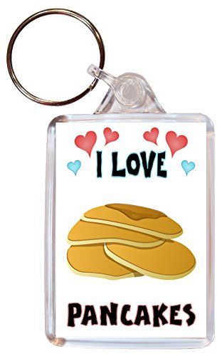 I Love Pancakes/Pancake - Double Sided Keyring Key Fob Chain Name Tag Souvenir/Gift/Present