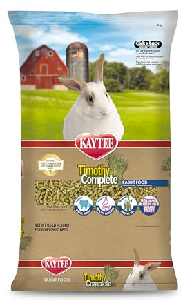 Kaytee Timothy Complete Rabbit Food, Made with Timothy Hay, High in Fiber, Supports Dental Health and Digestion, 9.5 pounds