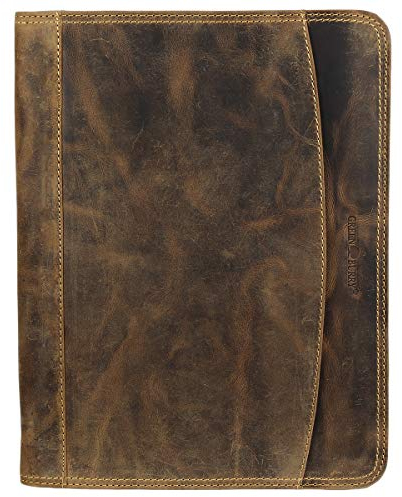 Greenburry Vintage Vertretermappe Leder A4 Schreibmappe braun | 33,5x26x2,5cm