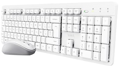 Trust ODY II Pack Teclado y Ratón Inalámbrico QWERTY Español, Botones Silenciosos, Teclas de Perfil Bajo, Un Receptor USB, Resistente a los Vertidos, Windows Mac PC Ordenador Portátil, Blanco