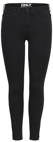 ONLY Dam skinny jeans ONLKENDELL medium midja skinny fit jeans, svart, XL / 32L