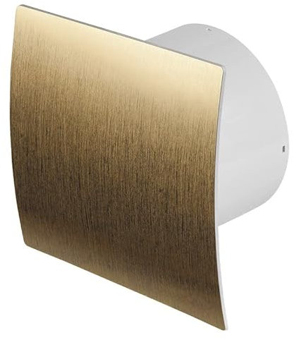 Badventilator Ø 100 mm gold gebürstet mit Timer/Nachlauf und Rückstauklappe WEZ100T Lüfter Ventilator Front Wandlüfter Badlüfter Ventilator Einbaulüfter Bad Küche leise 10 cm