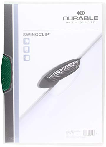DURABLE Hunke & Jochheim Klemm-Mappe SWINGCLIP®, PP, 30 Blatt, grüne Klemme, Mappe transparent