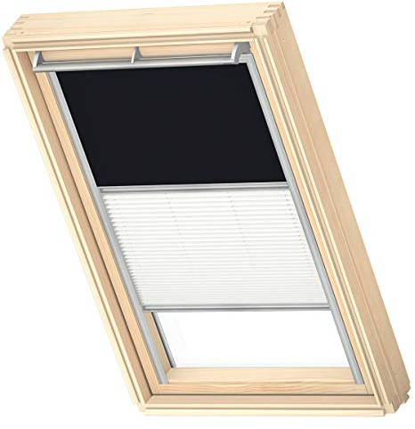 VELUX Original Dachfenster Duo Verdunkelungsrollo für S06, Schwarz, mit Grauer Führungsschiene