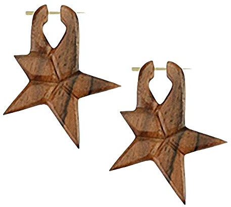 Mianova 1 Paar geschnitzte Holz Schmuck Ohrringe Stern Braun