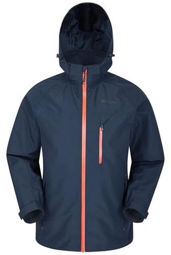 Mountain Warehouse Brisk Extreme Mens Waterproof Jacket - Adjustable Cuffs & Hood, Taped Seams Rain Coat, Breathable Jacket - Spring Summer, Travelling, Outdoors Navy M
