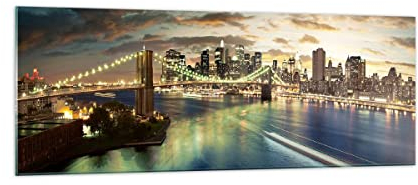 Vidrios decorativos América Arquitectura Nueva York Cuadro Sobre Vidrio Moderno 140x50cm Decoracion Salon Cuadros Pared Impresiones Grande XXL Impresión en Cristal Wall Art Prints GAB140x50-0226