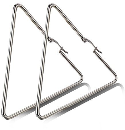 Flongo Damen Groß Ohrringe Gestüt Reifen Huggie Ohrringe Creolen Silber große Runden Triangel Dreieck Rhombus Poliert Charme Elegant Damen Frauen
