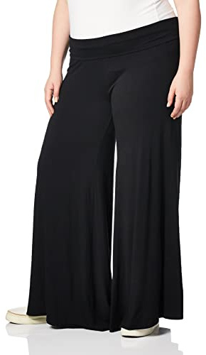 Star Vixen Plus-Size Wide-Leg Palazzo Pant Pantalones, Negro, 1X para Mujer