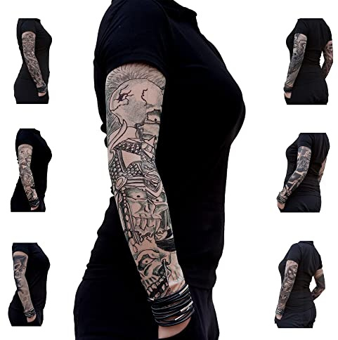 Oblique Unique® Nylon Tattoo Ärmel - Totenkopf - Skull - Einzeln oder als 6er Set (hole in skull)