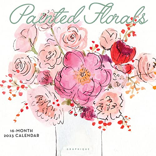 Graphique Wandkalender für 2023, bemalte Blumen, 30,5 x 30,5 cm, dickes Papier, Organizer für Zuhause und Büro, großes Monatsraster, 3 Sprachen und markierte Feiertage, 4 Monate Vorschauseite für 2024