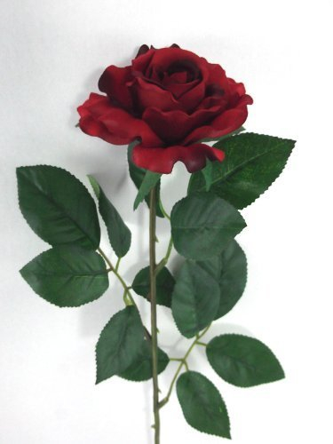 Artificial Silk Medium Rose single stem 65 cm, red, Medium by JustArtificial