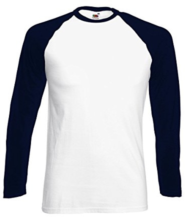 Fruit of the Loom Baseball Langarm ( Longsleeve ) T-Shirt S M L XL XXL Weiss - Navy,L