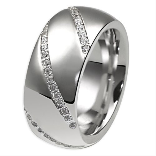 goldmaid Damen-Ring Silber 925 56 Zirkonia im Kanal innen bombiert Grösse 52 Pa R3606S52 Schmuck