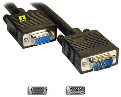 PC Arena Rallonge pour écran VGA SVGA femelle 15 broches câble Noir 2 m