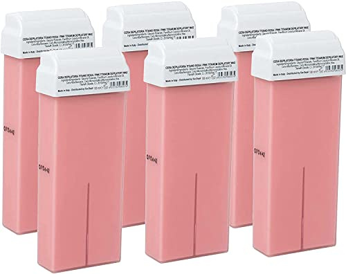Techspa Pink Roll On Wax Cartridges for Body Hair Removal (Pack of 6)