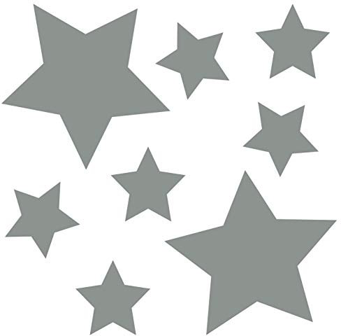 kleb-Drauf | 8 Sterne | Grau - matt | Wandtattoo Wandaufkleber Wandsticker Aufkleber Sticker | Wohnzimmer Schlafzimmer Kinderzimmer Küche Bad | Deko Wände Glas Fenster Tür Fliese
