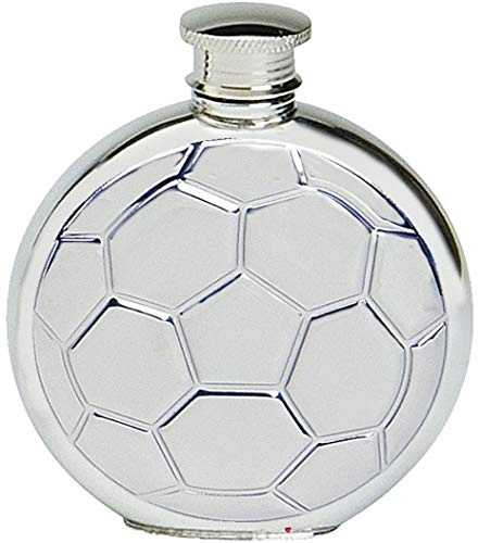 Pewter Hip Flask Ronda Fútbol Balón de Fútbol Estampado Tornillo Superior Grabable