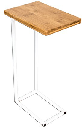 bonVIVO Tavolino da Divano - Tavolo Laterale Salvaspazio Multiuso, Legno e Acciaio - Tavolinetto Salotto Moderno Porta Computer, Riviste, Colazione