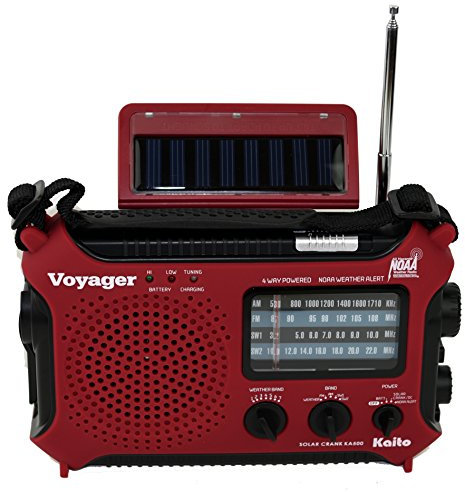 Kaito KA500RED 5-Way Powered Emergency AM/FM/SW Weather Alert Radio, Red