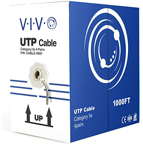 VIVO 1,000ft Bulk Cat5e Wire, CCA Ethernet Cable, 24 AWG, UTP Pull Box, LAN Network, Gray, CABLE-V001