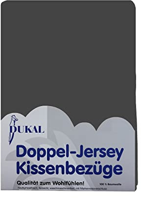 Dukal | Kissenbezug 65 x 100 cm | aus hochwertigem DOPPEL-Jersey | 100% Baumwolle | Farbe: anthrazit