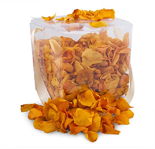 Weddix Echte Rosenblätter Orange für Tischdeko und Blumenmädchen Hochzeit - 150 g Rosenblüten Valentinstag, Liebeserklärung, Heiratsantrag