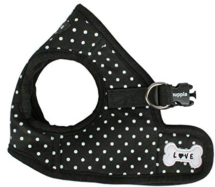 Puppia Dotty Step-in Vest Dog Harness No Pull No Choke Easy Wear Training Walking for Small Dog, Small, Black