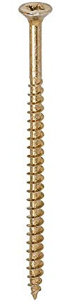 TIMCO Solo Chipboard & Woodscrews - Gold - 5.0 x 90 - Box of 100 - A Single Thread woodscrew mainly Used in Various Types of Timber and Man-Made Boards or into Masonry with The use of Plastic Plug